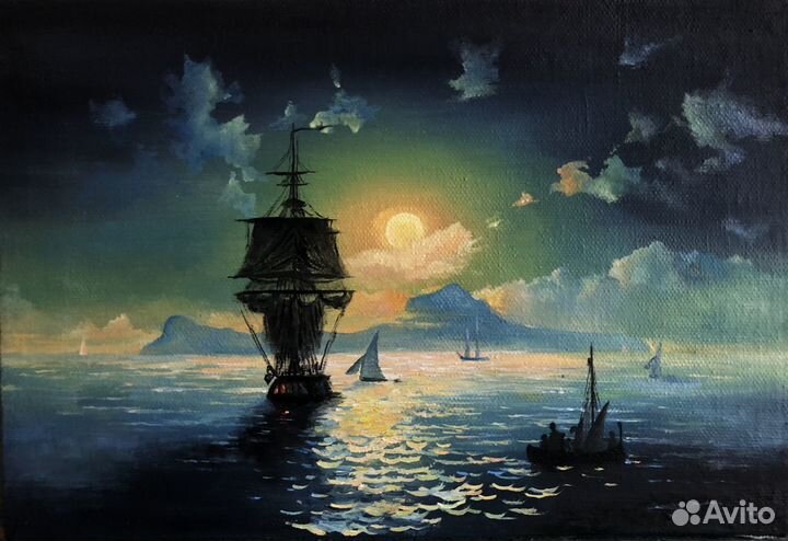 Картина маслом. Реплика И. В. Айвазовского 26x39