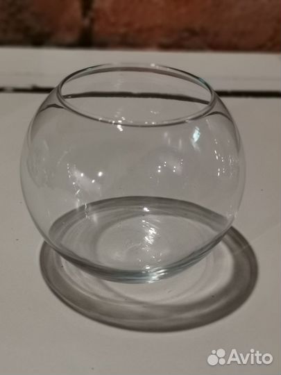 Стеклянная ваза шар аквариум 20см