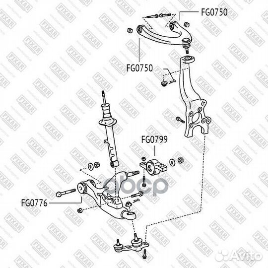 Сайлентблок переднего нижнего рычага FG0776 fixar