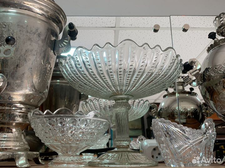 Ваза для фруктов стекло старинное