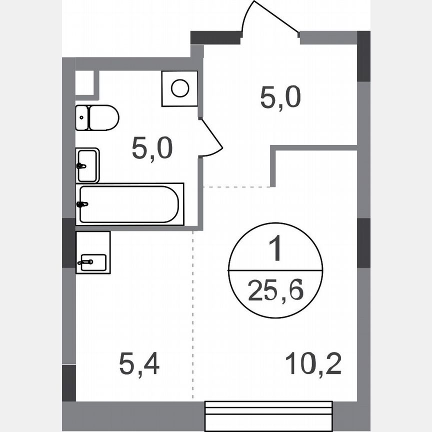 Квартира-студия, 25,6 м², 1/17 эт.