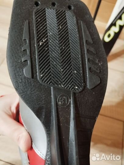 Детские лыжи 130,палки 100,ботинки 31