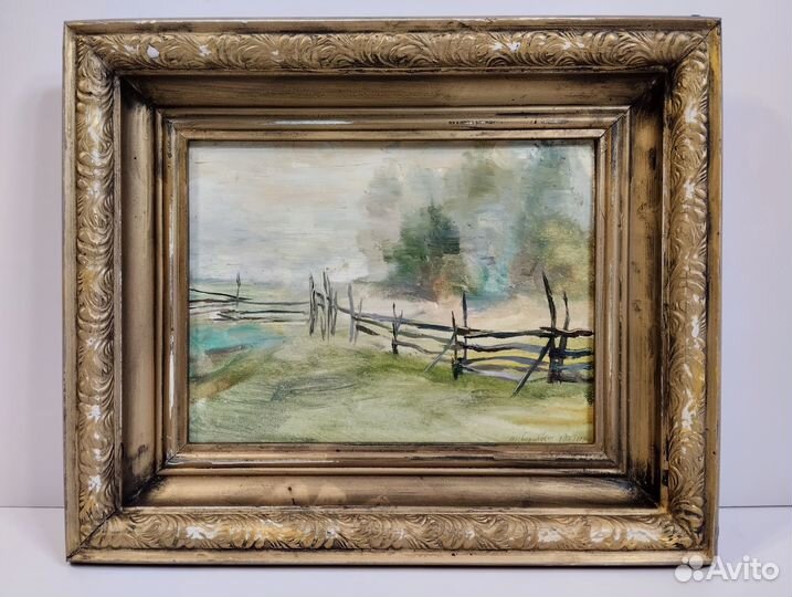 Картина Туман 1979г Борисович рисунок масло пейзаж