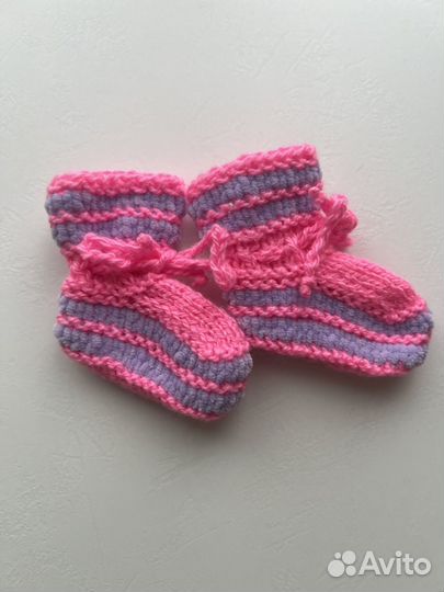 Пинетки теплые вязаные ручная работа