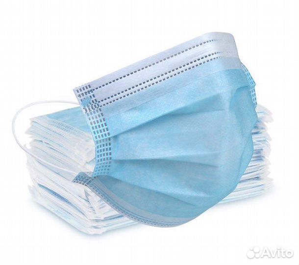 Маски трехслойные медицинские 50шт