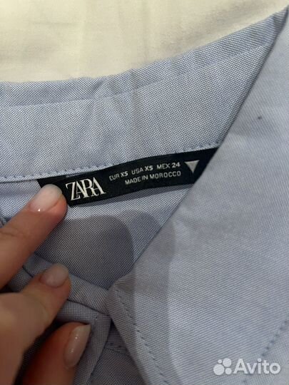 Рубашка zara голубая