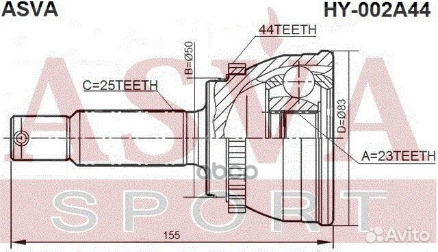 ШРУС внешний перед прав/лев HY002A44 asva