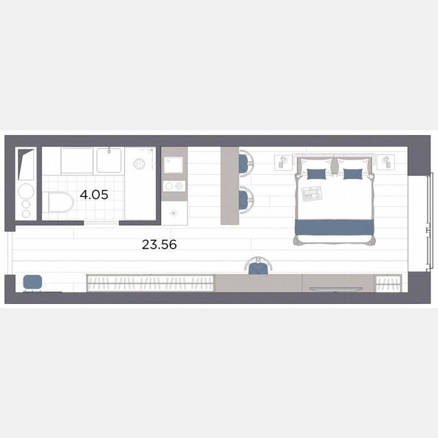 Апартаменты-студия, 27,6 м², 7/14 эт.