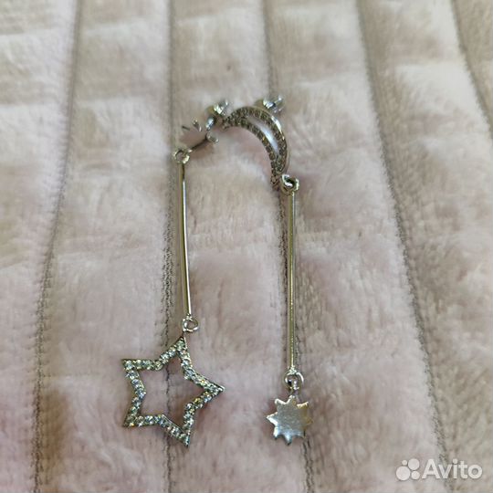 Серьги серебро 925 звезда луна