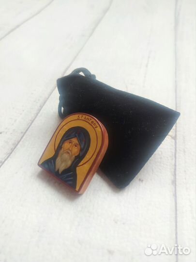 Антоний Великий рукописная дорожная икона