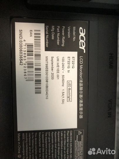 Монитор acer et 221QBi