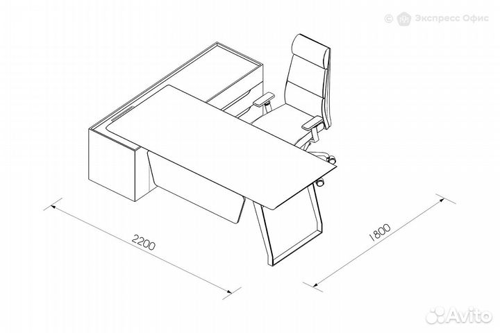 Стол для руководителя правый Quartz QZ.0101.BW.GF + QZ.0201.BW.GF.R