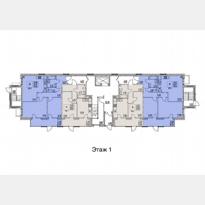 2-к. квартира, 71 м², 1/4 эт.