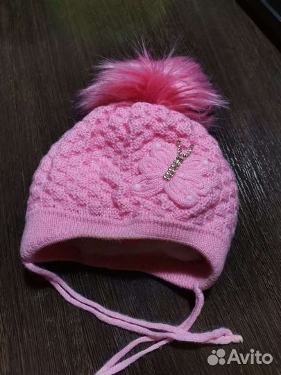 Шапка зимняя для новорождённой девочки