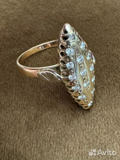 Кольцо маркиза с бриллиантами, 583 проба