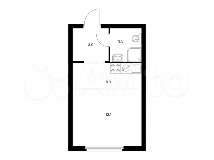 Квартира-студия, 26,4 м², 5/32 эт.