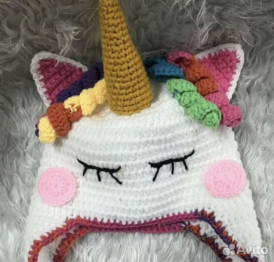 Шапка вязаная единорог, вяжу на заказ