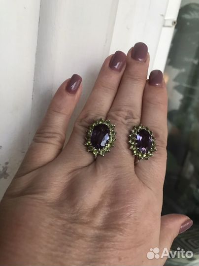 Серебряные серьги с аметистом
