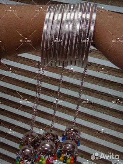 Браслет с подвесками восточный бохо хиппи кольцами