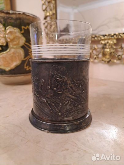 Подстаканник Тройка Мстеры СССР скань