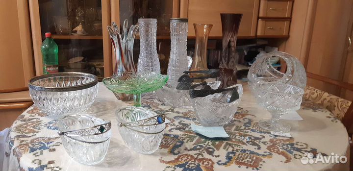 Ваза цветное, гутное стекло СССР