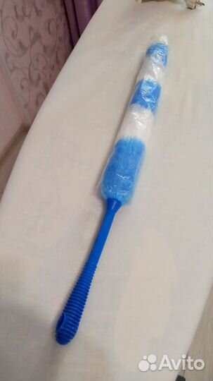 Щётка-сметка для пыли, пластиковая, 61 см, голубая