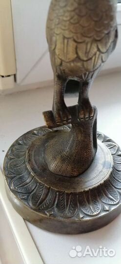 Бронзовая птица гравюра 1900год Франция