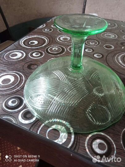Ваза для фруктов на ножке цветное стекло СССР