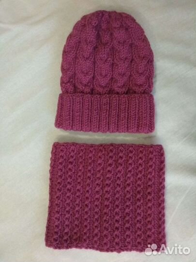Новый комплект: шапка и снуд из пряжи пр-во Турция