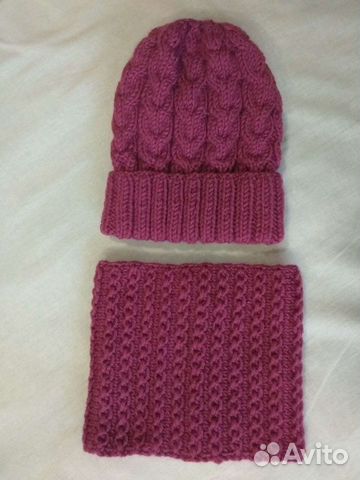 Новый комплект: шапка и снуд из пряжи пр-во Турция