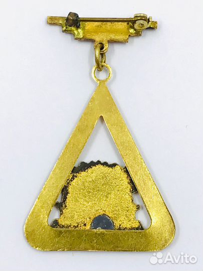 Знак Масонский Per Mare Per Terras Латунь Эмаль