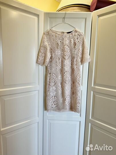 Платье zara кружевное basic хлопок xs