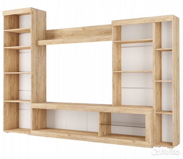 Гостиная бастон Дуб вотан-Белый глянец