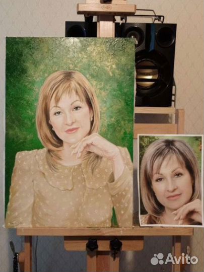 Портрет маслом на холсте по фото ручная работа