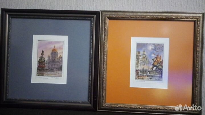 Акварель репродукции с видами Санкт-Петербурга
