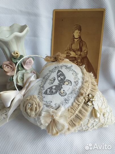 Подвеска интерьерная сердечко шебби, винтаж, бохо