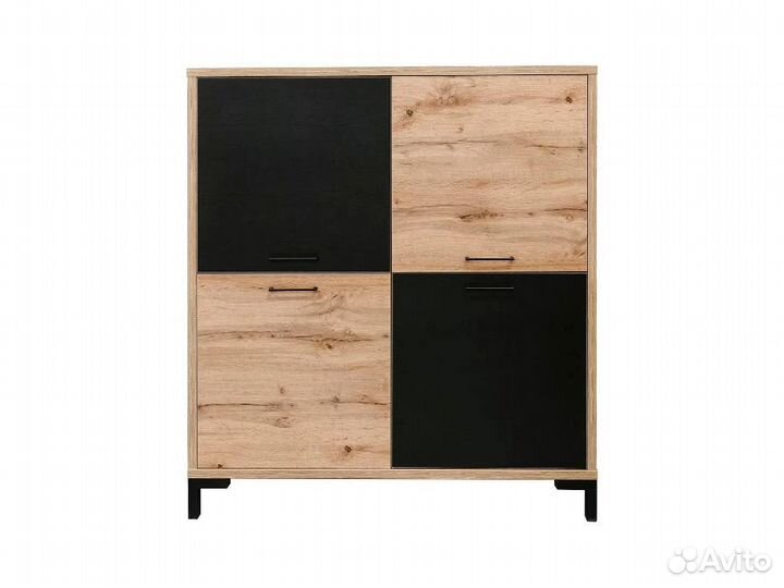 Тумба блэквуд, Дуб Вотан + чёрный, П556.05