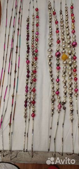 Редкие старинные новогодние гирлянды стеклярус