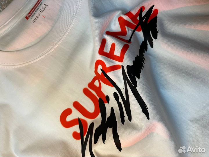 Футболка supreme logo белая