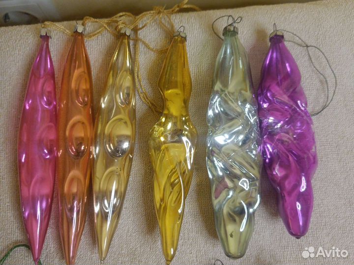 Елочные игрушки СССР сосульки винтаж