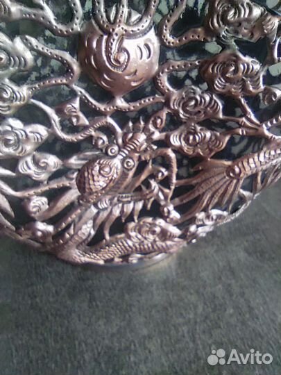 Антикварный штоф медь стекло Китай