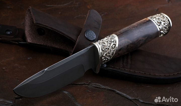 Нож Хаска сталь Р18, рукоять карельская береза кор