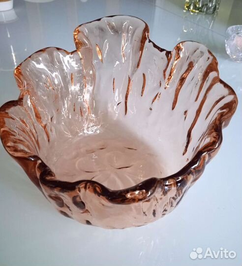 Вазочка конфетница цветное стекло СССР