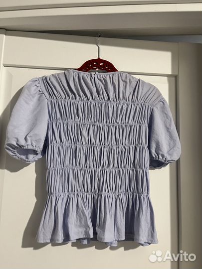 Блузка голубая хлопок Mango S