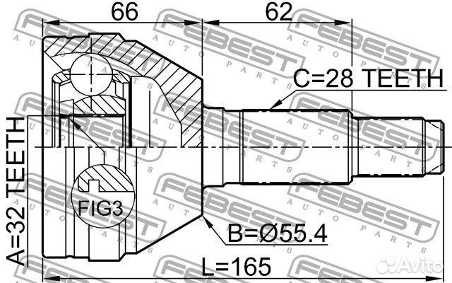 1110010 Шрус наружный 32x55.4x28