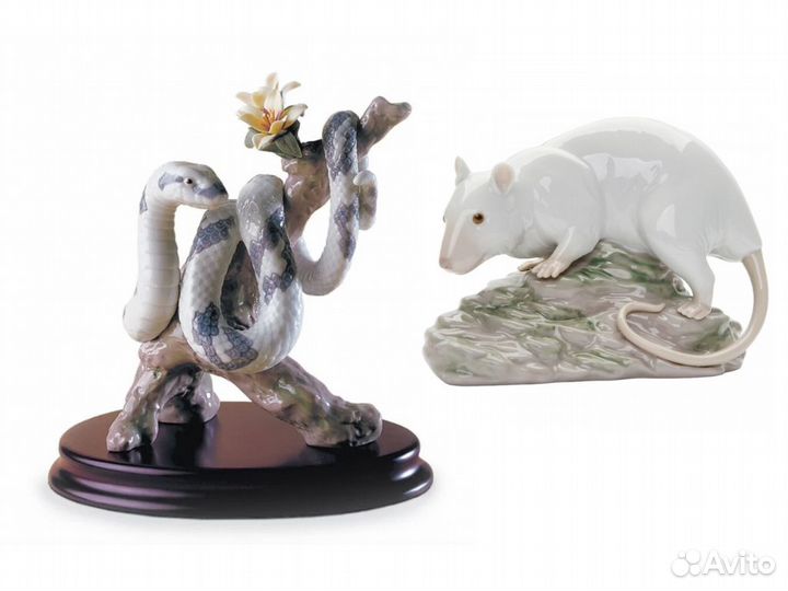 Фарфор LLadro змея, крыса