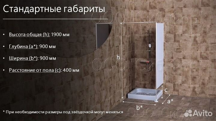 Сантехнические перегородки Душевые экраны Тип 1-1