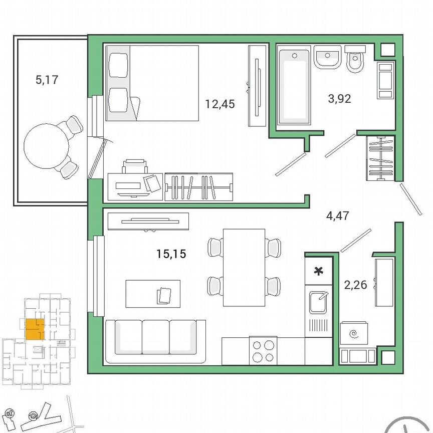 1-к. квартира, 39,9 м², 3/9 эт.