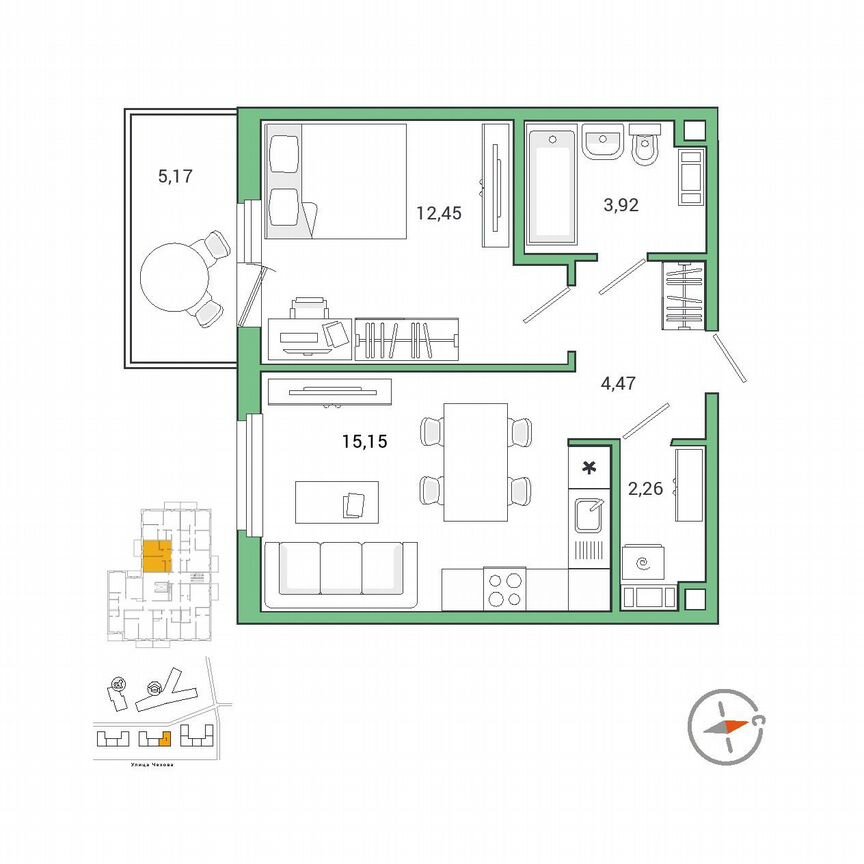 1-к. квартира, 39,9 м², 3/9 эт.