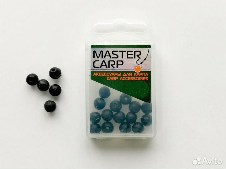 Бусина (коробочка) d.7 черная (силикон) (уп/15шт)